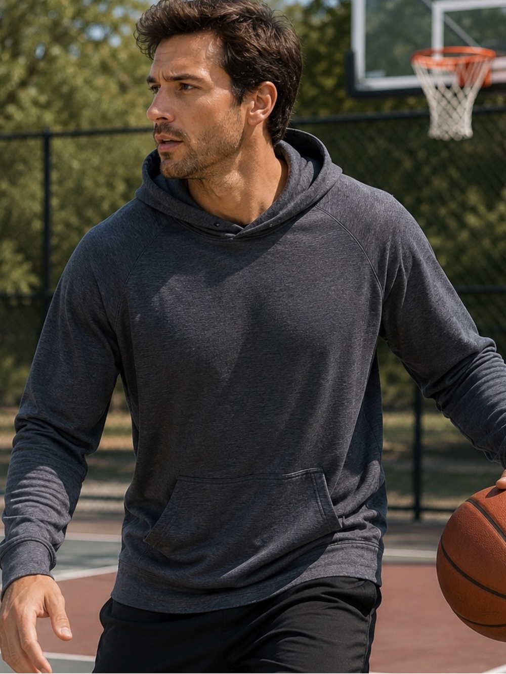 Prince Men’s Charcoal Gray Athletic Pullover Hoodie Size Large
